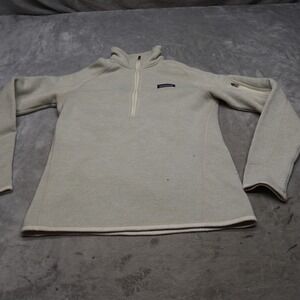 Patagonia Better Sweater Womens Small White Knit 1/4 Zip Fleece Pullover READ